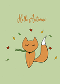 Renard cosy sous les feuilles d'automne